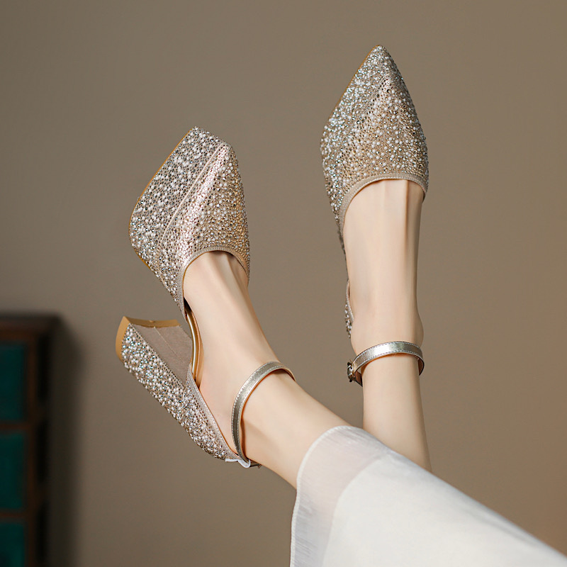 Champagne Crystal Wedding Platform Heels