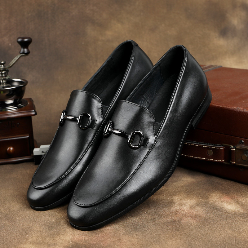 Comfortable Spring Men's Loafers, Soft Leather English Style