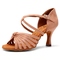 211 Bronze PU Flat Strip Seven-point Heel