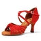 Chinese Red Sheepskin Velvet Seven-strap Knotted Seven-point Heel