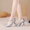 Silver Leather Style Female M 7.5CM
