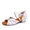 White Microfiber Front Double-buckle Children's Heel