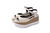 Fish mouth sandals beige glossy (8cm)
