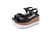 Fish mouth sandals black glossy (8cm)