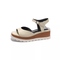 Fish mouth sandals beige glossy (5cm)
